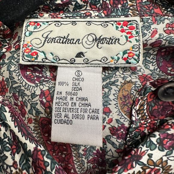 Jonathan Martin Women’s Size S Silk Paisley Top Vintage 80s Classic Secretary - Picture 3 of 7
